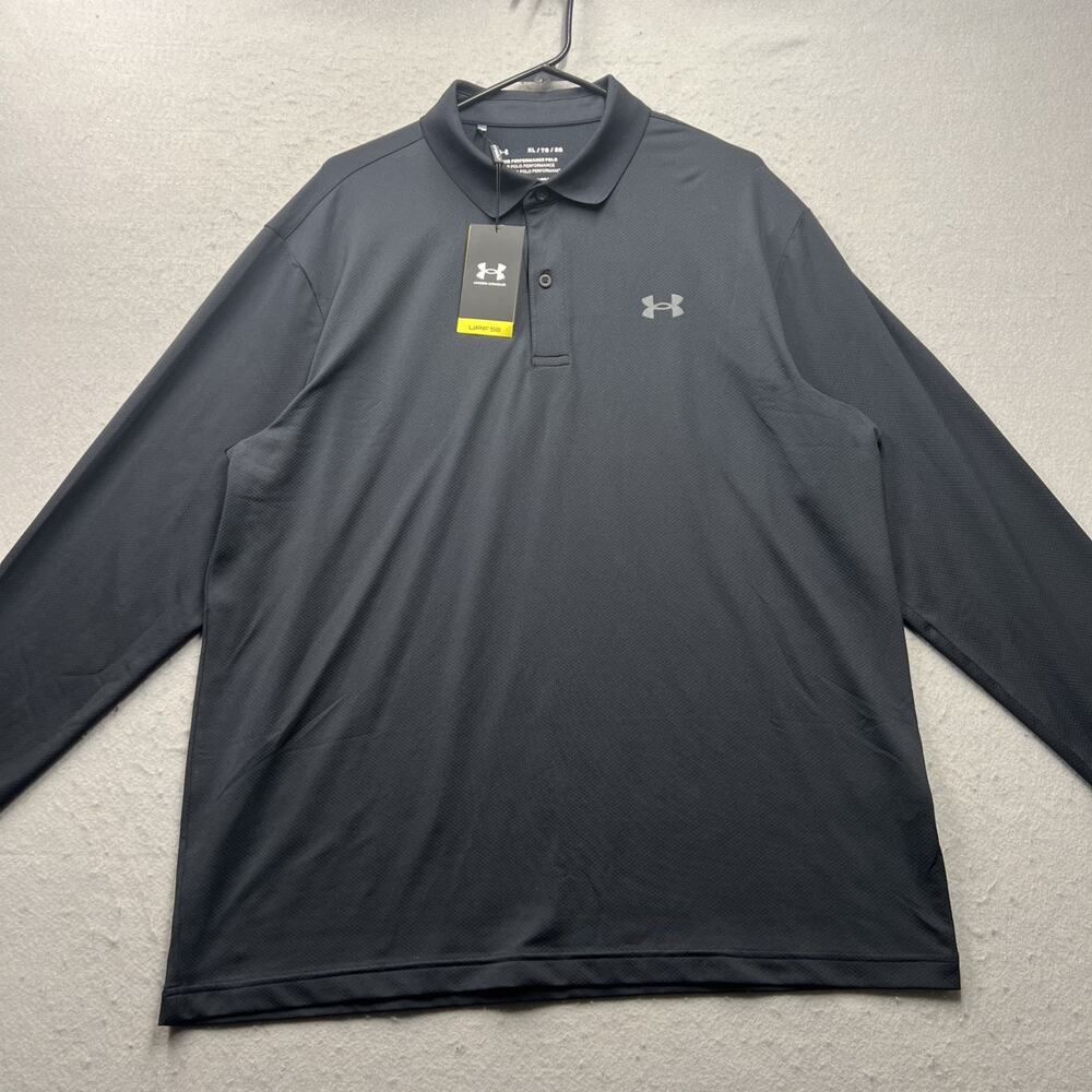 Under Armour Mens Long Sleeve Polo Shirt XL Black Tactical Performance Stretch - Picture 2 of 10